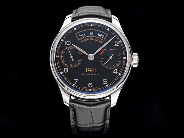 44mm Leather Strap Portugieser Annual Calendar Automatic Black Dial IWC-17023