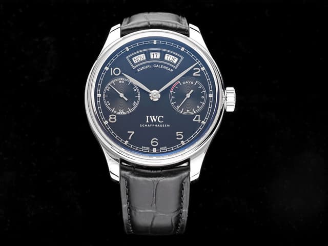 44mm Leather Strap Portugieser Annual Calendar Automatic Black Dial IWC-17024