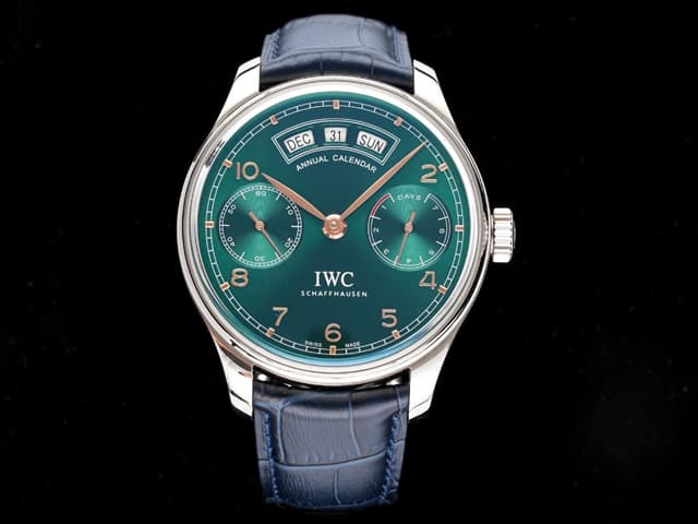 44mm Leather Strap Portugieser Annual Calendar Automatic Green Dial IWC-17026