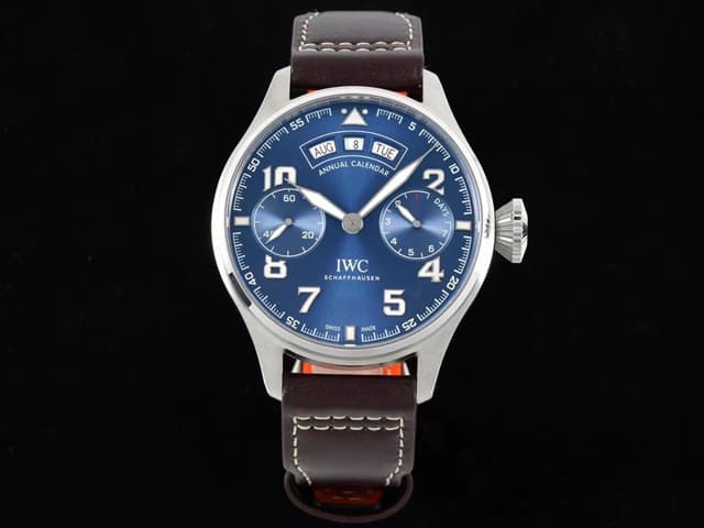 46mm Leather Strap Big Pilots Annual Calendar Spitfire Blue Dial IWC-19051