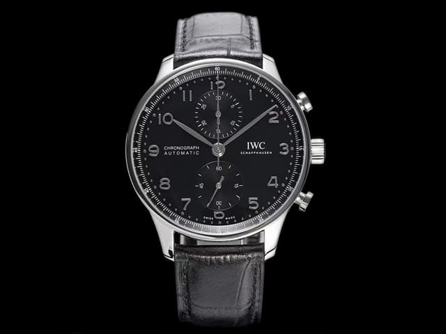 40mm Leather Strap Portugieser Chronograph 7750 Black Dial IWC-22011