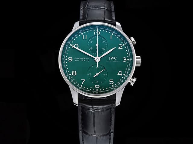 40mm Leather Strap Portugieser Chronograph 7750 Green Dial IWC-22021