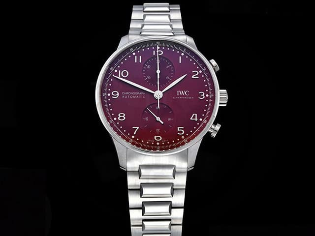 40mm Portugieser Chronograph 7750 Steel Red Dial IWC-22034