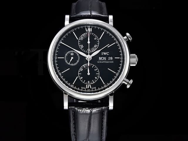 42mm Leather Strap Portofino Chronograph 7750 Black Dial IWC-23011