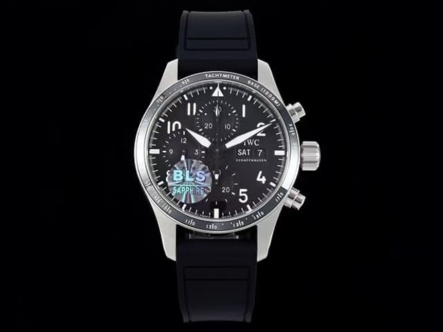 Titanium 41mm Leather Strap Pilots Chronograph 7750 Black Dial IWC-24001