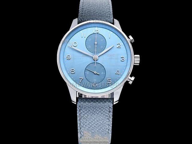 41mm Leather Strap Portugieser Chronograph 7750 Ice Blue Dial IWC-25011