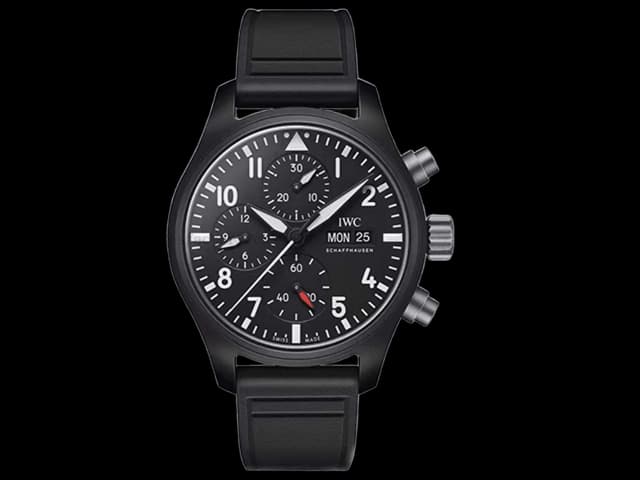 Ceramic 45mm Rubber Strap Pilot Chronograph Top Gun 69385 Black Dial IWC-26013