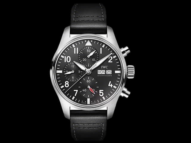 45mm Leather Strap Pilot Chronograph 69385 IW388113 Black Dial Steel IWC-26024