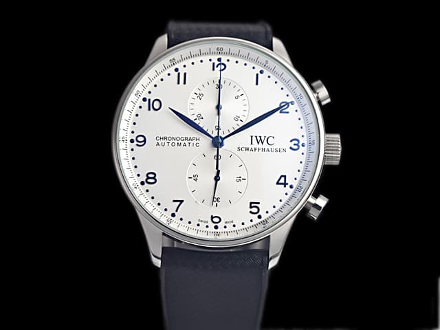 44mm Rubber Strap Portugieser Quartz Chronograph White Dial IWC166