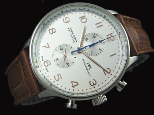 44mm Leather Strap Portugieser Quartz Chronograph White Dial IWC167