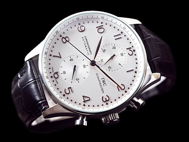 44mm Leather Strap Portugieser Quartz Chronograph White Dial IWC281