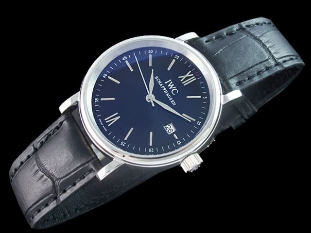 40mm Leather Strap Portofino Quartz Black Dial IWC293