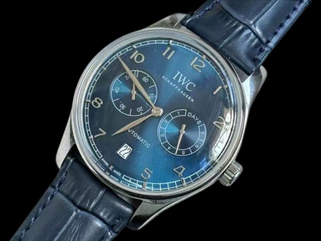 42mm Leather Strap Portugieser 7 Days Automatic Blue Dial IWC324