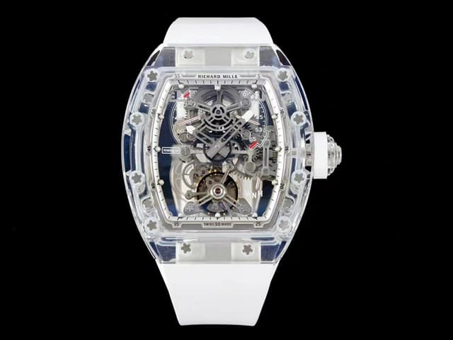 RM56-01 Tourbillon Transparent Sapphire White Rubber Strap RM-23073