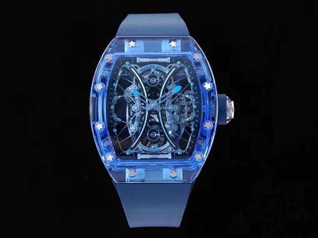 RM53-02 Tourbillon Transparent Sapphire Blue Rubber Strap RM-23084