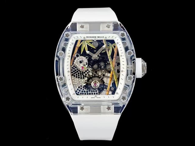 RM 26-01 Tourbillon Panda Transparent Sapphire White Rubber Strap RM-23104