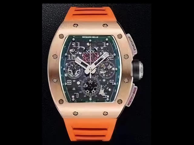 Rolse Gold RM011-FM Le Mans Classic 7750 Flyback Chronograph Orange Rubber Strap RM-24008