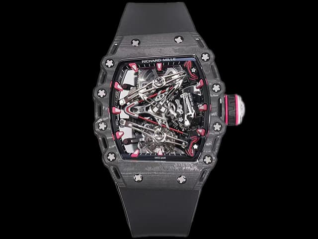 RM 38-02 Bubba Watson Real Tourbillon Carbon Black Rubber Strap RM-24025