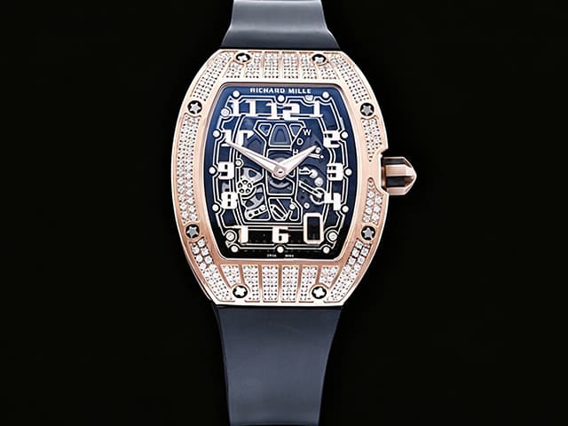 Rose Gold Titanium 39mm RM67-01 Extra Flat Rubber Strap Diamond Bezel RM-26014