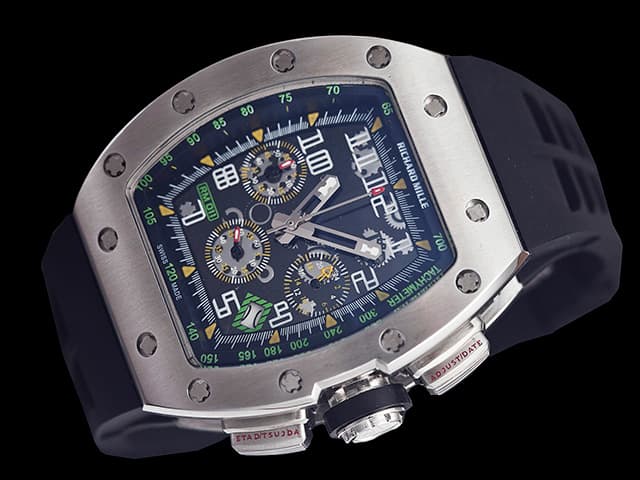 43mm RM011 Rubber Strap Steel Quartz Chronograph Green RM265