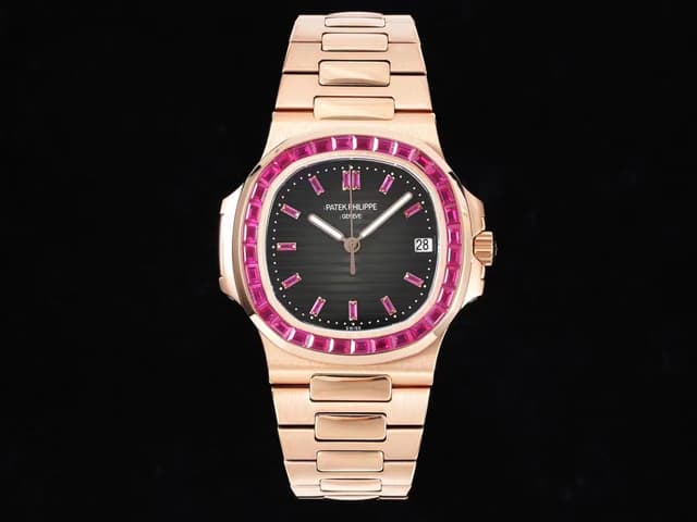 Rose Gold 40mm Nautilus 5711 324 Automatic Purple Diamond Black Dial PP-22015