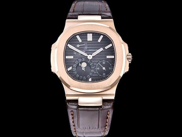 Rose Gold 41mm Leather Strap Nautilus Moon Phase Date 5712 240 Automatic Grey Dial PP-24002