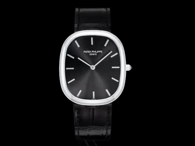 36mm Leather Strap Golden Ellipse 5738 Swiss Quartz Black Dial PP-26001