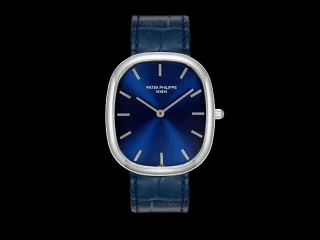 36mm Leather Strap Golden Ellipse 5738 Swiss Quartz Blue Dial PP-26004