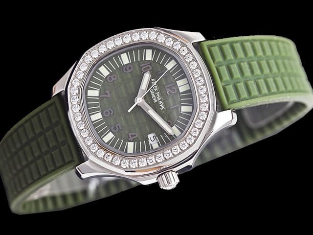 35mm Rubber Strap Aquanaut 5267 Lady Quartz Diamond Green Dial PP379