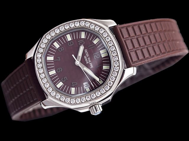 35mm Rubber Strap Aquanaut 5267 Lady Quartz Diamond Brown Dial PP380