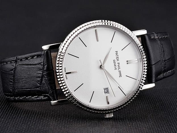 39mm Calatrava 3944 Leather Strap Quartz White Dial PP384