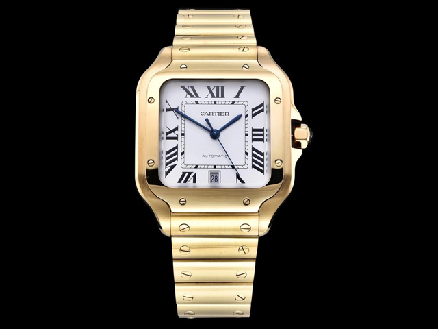 Yellow Gold 40mm Santos 9015 Automatic Steel White Dial CAR-21004