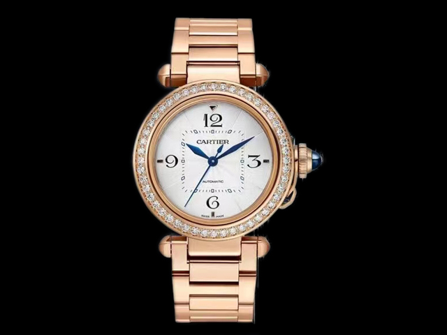 Rose Gold 35mm Pasha Lady 2892 Automatic Diamond Bezel White Dial CAR-21013