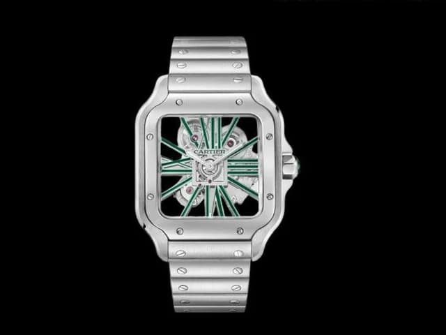 40mm Santos Skeleton 9611MC Automatic Steel Green Dial CAR-25002