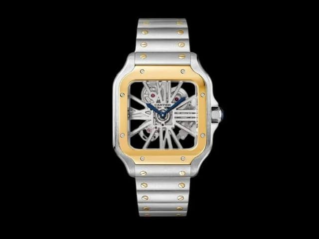 Two Tone 40mm Santos Skeleton 9611MC Automatic Steel White Dial CAR-25005