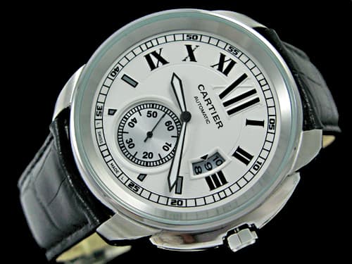 40mm Calibre de Dive Leather Strap Automatic White Dial CT145