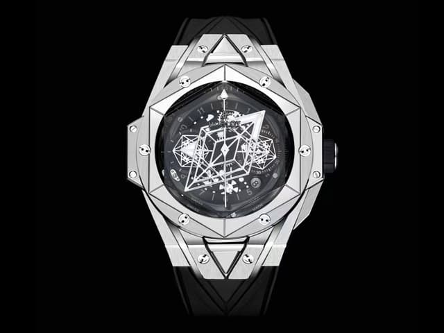 Titanium 45mm Big Bang Sang Bleu II 7750 Rubber Strap Automatic Chrono Black Dial HB-21001