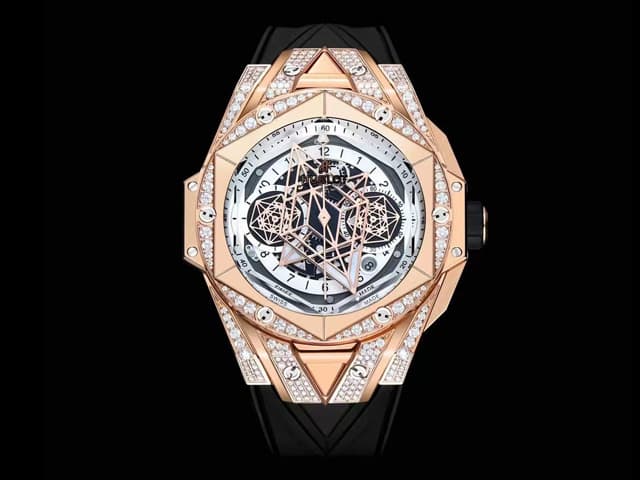 Rose Gold 45mm Big Bang Sang Bleu II 7750 Rubber Strap Chrono Diamond White Dial HB-21032