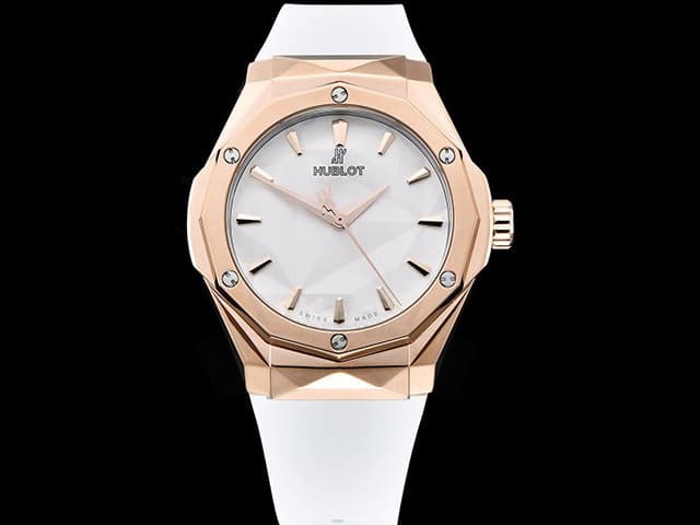 Rose Gold 40mm Classic Fusion Orlinski Rubber Strap 2892 Automatic White Dial HB-22024