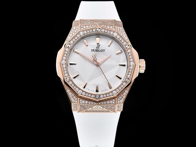 Rose Gold 40mm Classic Fusion Orlinski Rubber Strap 2892 Automatic Diamond White Dial HB-22025