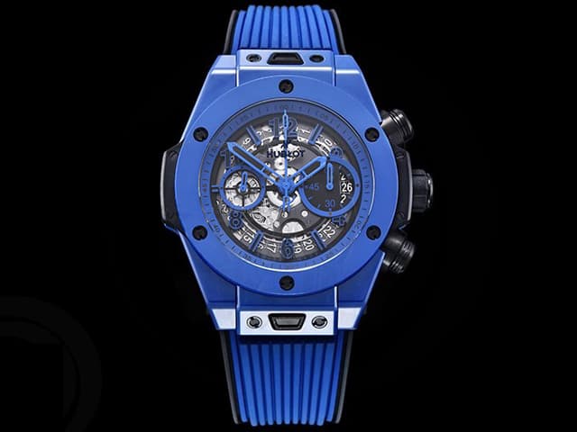 Ceramic 44mm Big Bang Unico Blue Rubber Strap 7750 Automatic Chronograph HB-22033