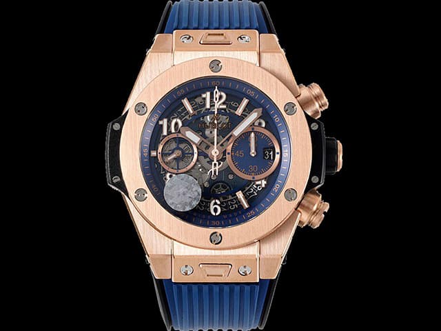 Rose Gold 44mm Big Bang Unico Rubber Strap 7750 Automatic Chronograph Blue Dial HB-22043