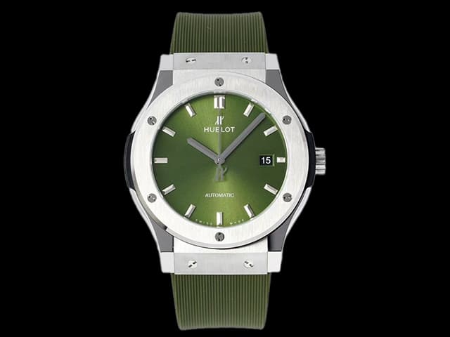 42mm Classic Fusion Bang Rubber Strap 2892 Automatic Green Dial HB-23005