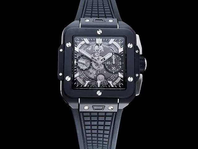 Ceramic 42mm Square Bang Unico Rubber Strap 7750 Automatic Chronograph HB-24031