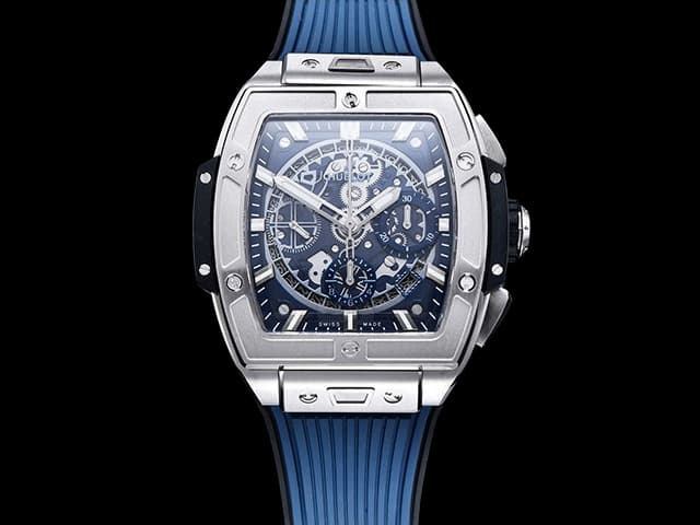 Titanium 42mm Spirit of Big Bang Rubber Strap 7750 Chronograph Blue HB-24042