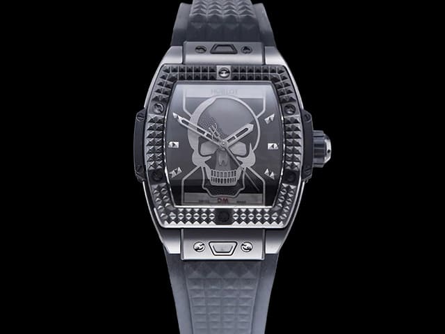 DLC 42mm Spirit of Big Bang Rubber Strap 1710 Automatic Black Skull Dial HB-24062