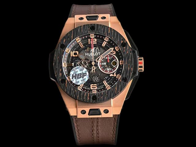Rose Gold 45mm Big Bang Unico Ferrari Rubber Strap 7750 Automatic Chronograph HB-26004