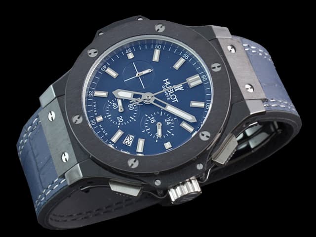 PVD 42mm Big Bang Rubber Strap Quartz Chronograph Blue Dial HUB249