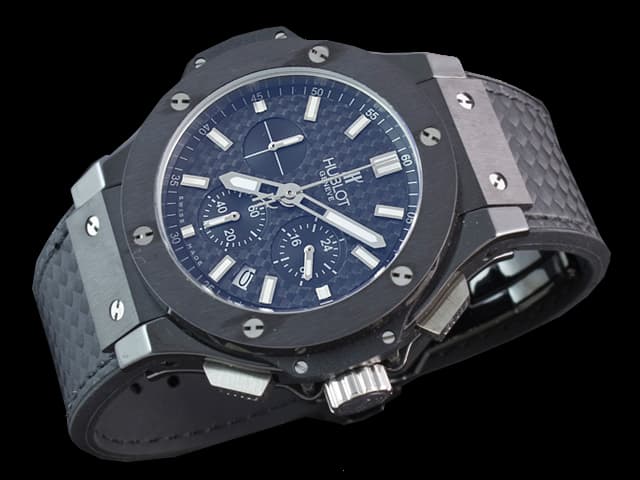 PVD 42mm Big Bang Rubber Strap Quartz Chronograph Black Dial HUB251