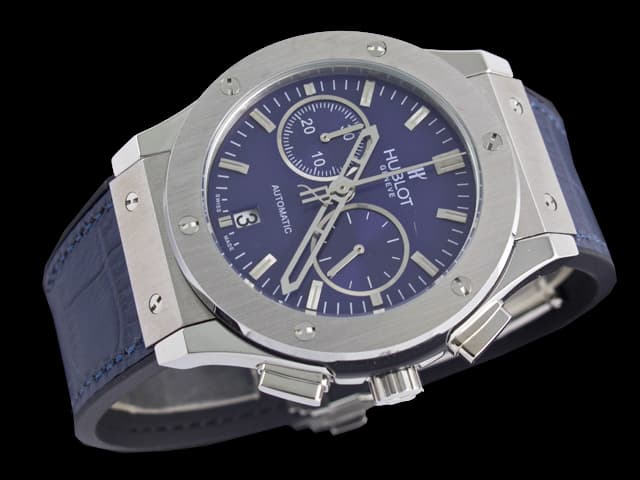 42mm Classic Fusion Rubber Strap Quartz Chronograph Blue Dial HUB317